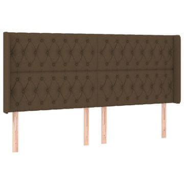 Vidaxl Vzglavje z ušesi temno rjavo 203x16x118/128 cm blago