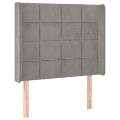 Vidaxl Box spring postelja z vzmetnico LED svetlo siva 90x200 cm žamet