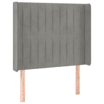 Vidaxl Vzglavje z ušesi svetlo sivo 93x16x118/128 cm žamet