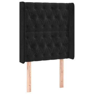 Vidaxl Vzglavje z ušesi črno 83x16x118/128 cm žamet
