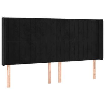 Vidaxl Vzglavje z ušesi črno 183x16x118/128 cm žamet