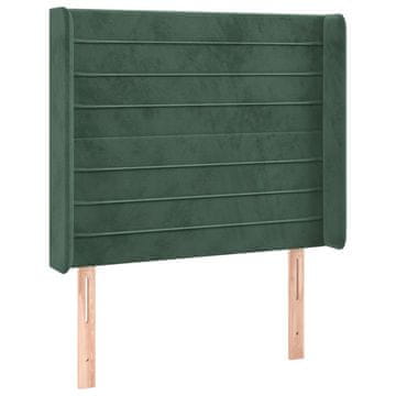 Vidaxl Vzglavje z ušesi temno zeleno 83x16x118/128 cm žamet