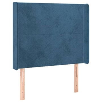 Vidaxl Vzglavje z ušesi temno modro 83x16x118/128 cm žamet