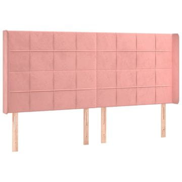 Vidaxl Vzglavje z ušesi roza 203x16x118/128 cm žamet