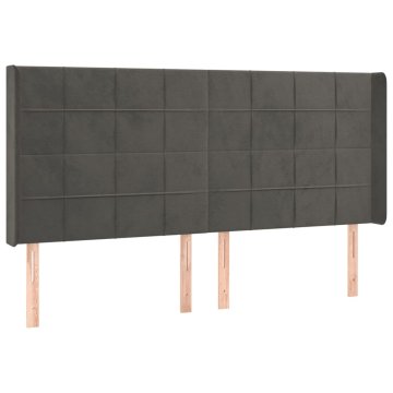 Vidaxl Vzglavje z ušesi temno sivo 203x16x118/128 cm žamet