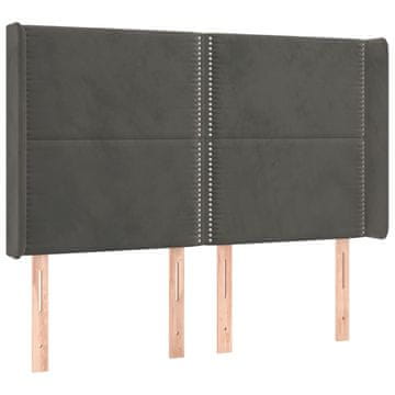 Vidaxl Vzglavje z ušesi temno sivo 147x16x118/128 cm žamet