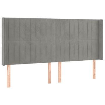 Vidaxl Vzglavje z ušesi svetlo sivo 203x16x118/128 cm žamet