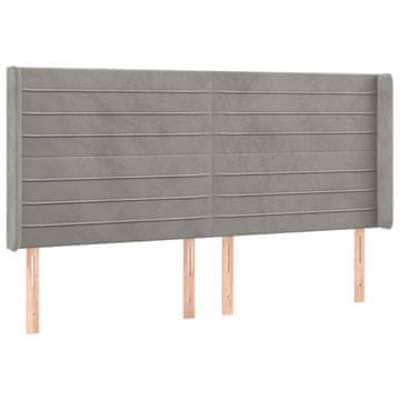 Vidaxl Vzglavje z ušesi svetlo sivo 183x16x118/128 cm žamet