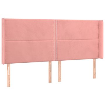 Vidaxl Vzglavje z ušesi roza 203x16x118/128 cm žamet