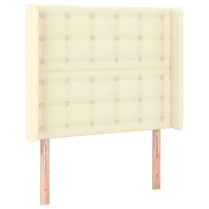 Vidaxl Vzglavje z ušesi krem 103x16x118/128 cm umetno usnje