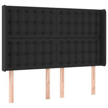 Vidaxl Vzglavje z ušesi črno 147x16x118/128 cm umetno usnje