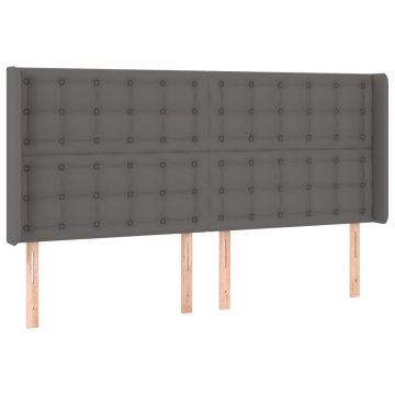 Vidaxl Vzglavje z ušesi sivo 183x16x118/128 cm umetno usnje