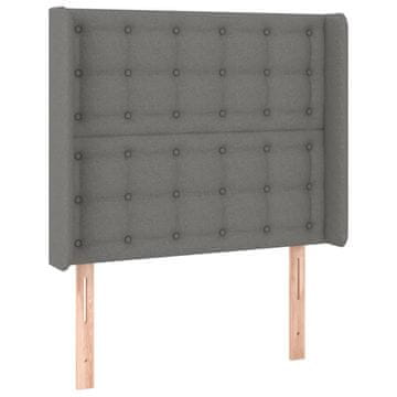 Vidaxl Vzglavje z ušesi temno sivo 93x16x118/128 cm blago