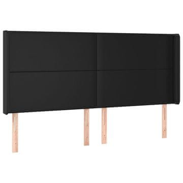 Vidaxl Vzglavje z ušesi črno 183x16x118/128 cm umetno usnje