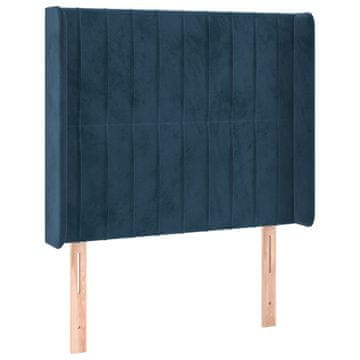 Vidaxl Vzglavje z ušesi temno modro 93x16x118/128 cm žamet