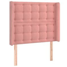 Vidaxl Box spring postelja z vzmetnico LED roza 100x200 cm žamet