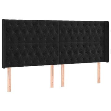 Vidaxl Vzglavje z ušesi črno 203x16x118/128 cm žamet