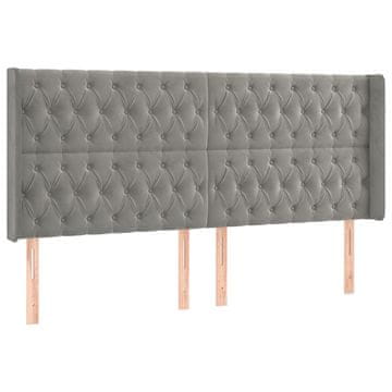 Vidaxl Vzglavje z ušesi svetlo sivo 183x16x118/128 cm žamet