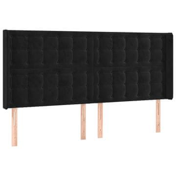 Vidaxl Vzglavje z ušesi črno 203x16x118/128 cm žamet