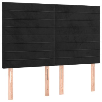 Vidaxl Vzglavje postelje črno 144x5x118/128 cm žametno
