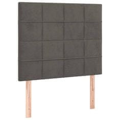 Vidaxl Box spring postelja z vzmetnico LED temno siva 90x200 cm žamet