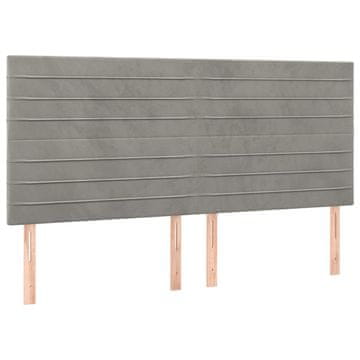 Vidaxl Vzglavje za postelje svetlo sivo 200x5x118/128 cm žamet