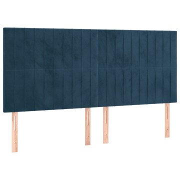 Vidaxl Vzglavje postelje temno modro 200x5x118/128 cm žametno