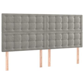 Vidaxl Vzglavje za postelje svetlo sivo 200x5x118/128 cm žamet