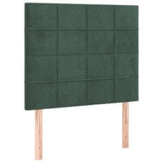 Vidaxl Box spring postelja z vzmetnico temno zelena 100x200 cm žamet
