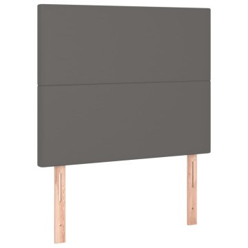 Vidaxl Vzglavje postelje sivo 90x5x118/128 cm umetno usnje