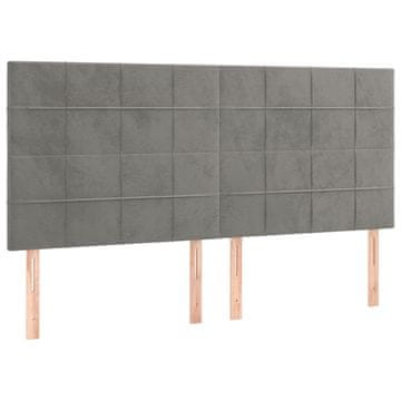 Vidaxl Vzglavje za posteljo svetlo sivo 180x5x118/128 cm žamet
