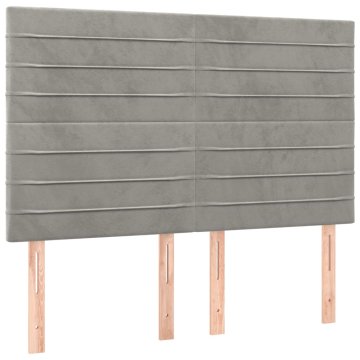 Vidaxl Vzglavje za postelje svetlo sivo 144x5x118/128 cm žamet