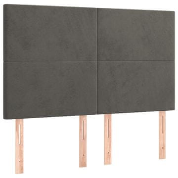 Vidaxl Vzglavje postelje temno sivo 144x5x118/128 cm žamet