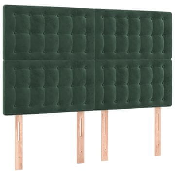 Vidaxl Vzglavje postelje temno zeleno 144x5x118/128 cm žamet
