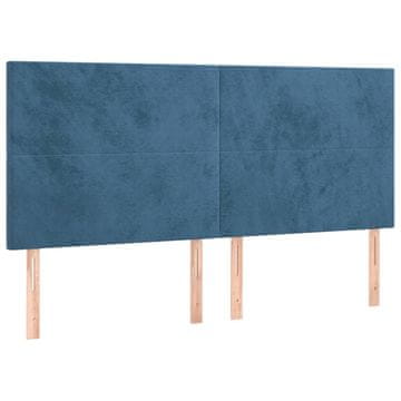 Vidaxl Vzglavje postelje temno modro 160x5x118/128 cm žametno