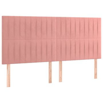 Vidaxl Vzglavje postelje roza 200x5x118/128 cm žamet