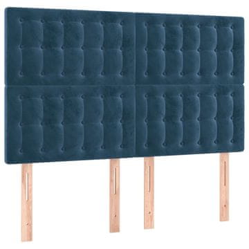 Vidaxl Vzglavje postelje temno modro 144x5x118/128 cm žametno