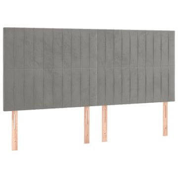 Vidaxl Vzglavje za postelje svetlo sivo 160x5x118/128 cm žamet