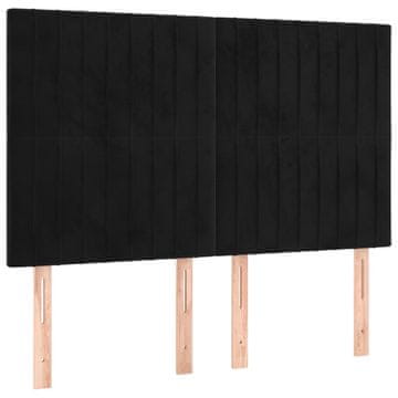Vidaxl Vzglavje postelje črno 144x5x118/128 cm žametno