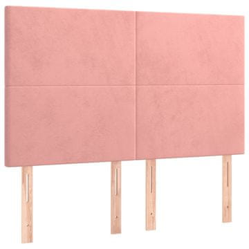 Vidaxl Vzglavje postelje roza 144x5x118/128 cm žamet
