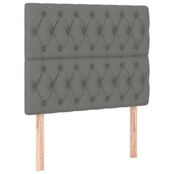 Vidaxl Vzglavje postelje temno sivo 100x7x118/128 cm blago