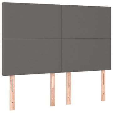 Vidaxl Vzglavje postelje sivo 144x5x118/128 cm umetno usnje