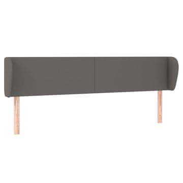 Vidaxl Vzglavje z ušesi sivo 183x23x78/88 cm umetno usnje