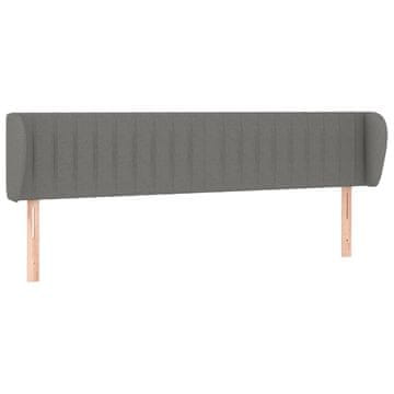 Vidaxl Vzglavje z ušesi temno sivo 183x23x78/88 cm blago