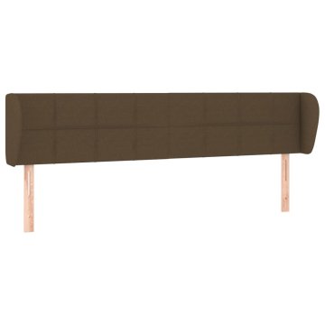 Vidaxl Vzglavje z ušesi temno rjavo 183x23x78/88 cm blago