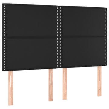 Vidaxl Vzglavje postelje črno 144x5x118/128 cm umetno usnje