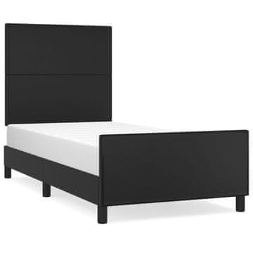 Vidaxl Posteljni okvir z vzglavjem črn 100x200 cm umetno usnje