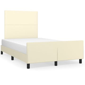 Vidaxl Posteljni okvir z vzglavjem krem 120x200 cm umetno usnje