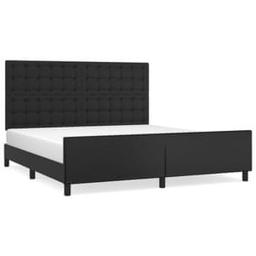 Vidaxl Posteljni okvir z vzglavjem črn 160x200 cm umetno usnje