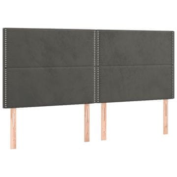 Vidaxl Vzglavje postelje temno sivo 180x5x118/128 cm žamet